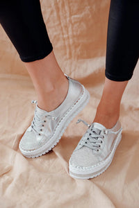 Crystal Silver Leather Casual Women's Shoes - 50% popust za omejen čas